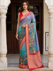 Great Multi Colour Pichwai Printed Silk Festival Wear Saree With Blouse