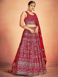 Lovely Red Sequins Georgette Sangeet Wear Lehenga Choli With Dupatta