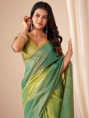 Captivating Green Zari Weaving Silk Festival Wear Saree With Blouse