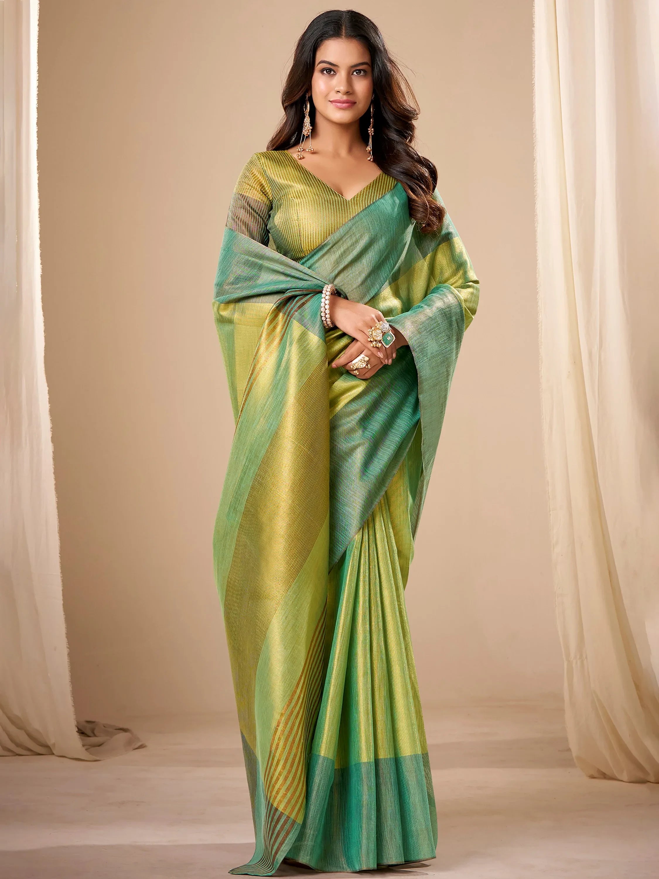 Captivating Green Zari Weaving Silk Festival Wear Saree With Blouse