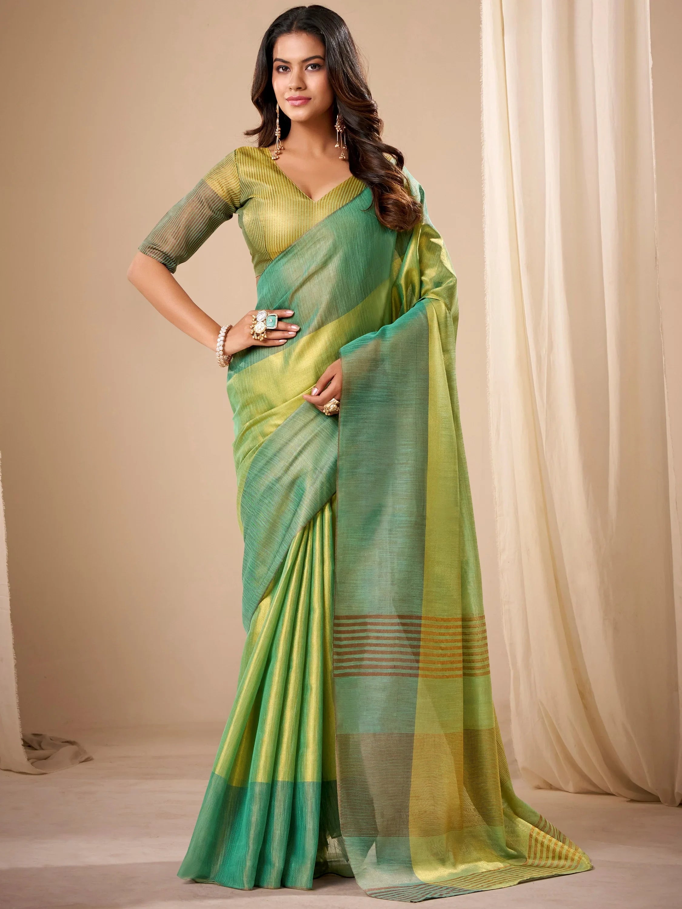 Captivating Green Zari Weaving Silk Festival Wear Saree With Blouse