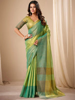 Captivating Green Zari Weaving Silk Festival Wear Saree With Blouse