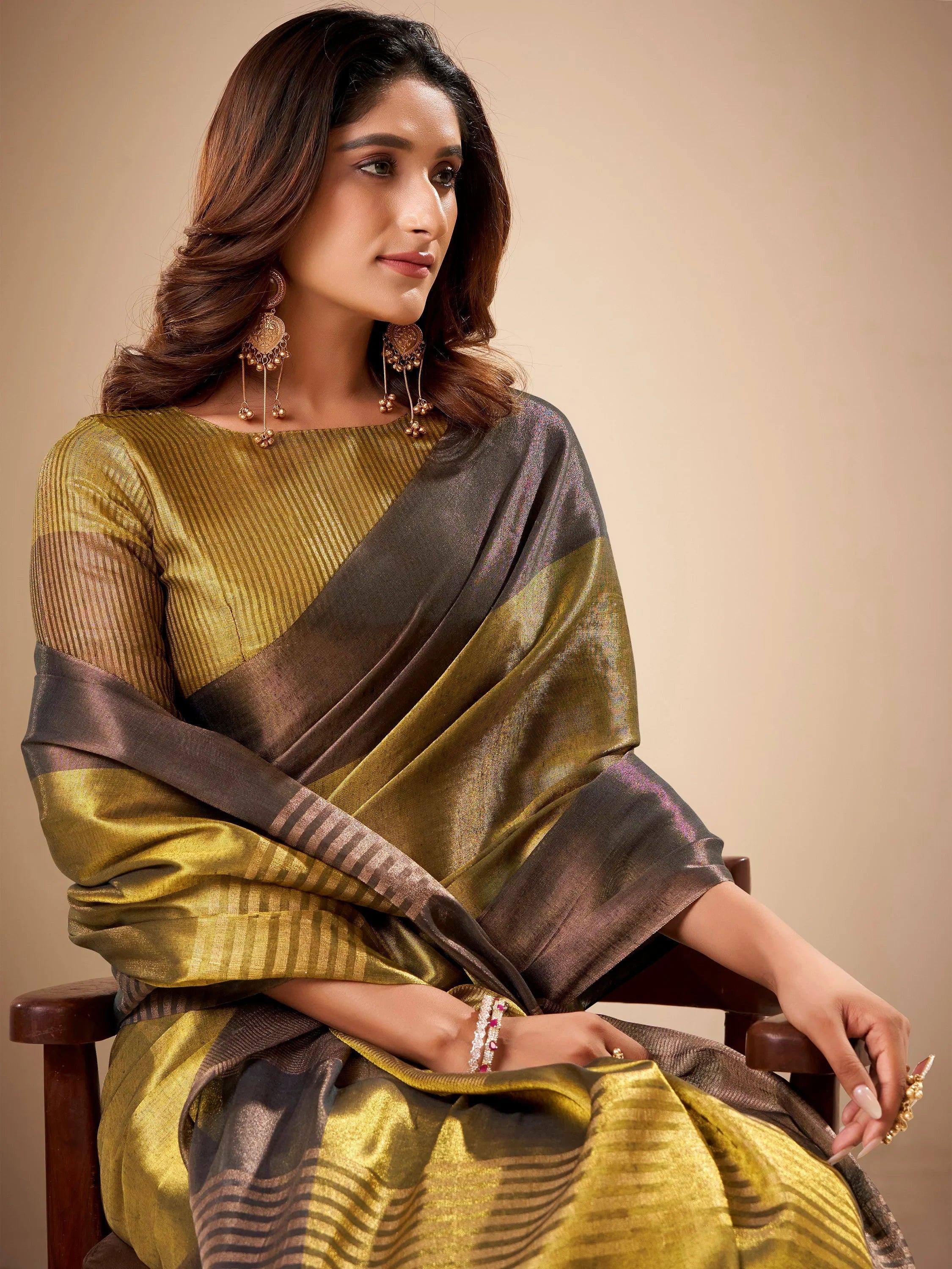 Sparkling Green Zari Weaving Silk Function Wear Saree With Blouse