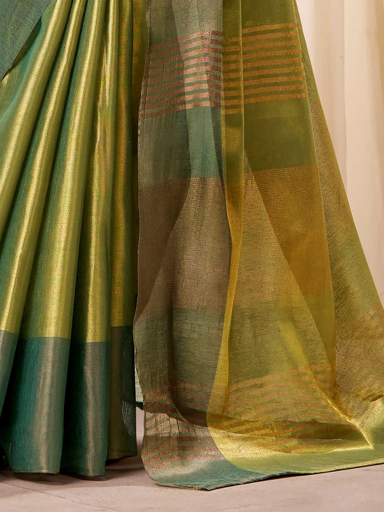 Adorable Green Zari Weaving Silk Wedding Wear Saree With Blouse