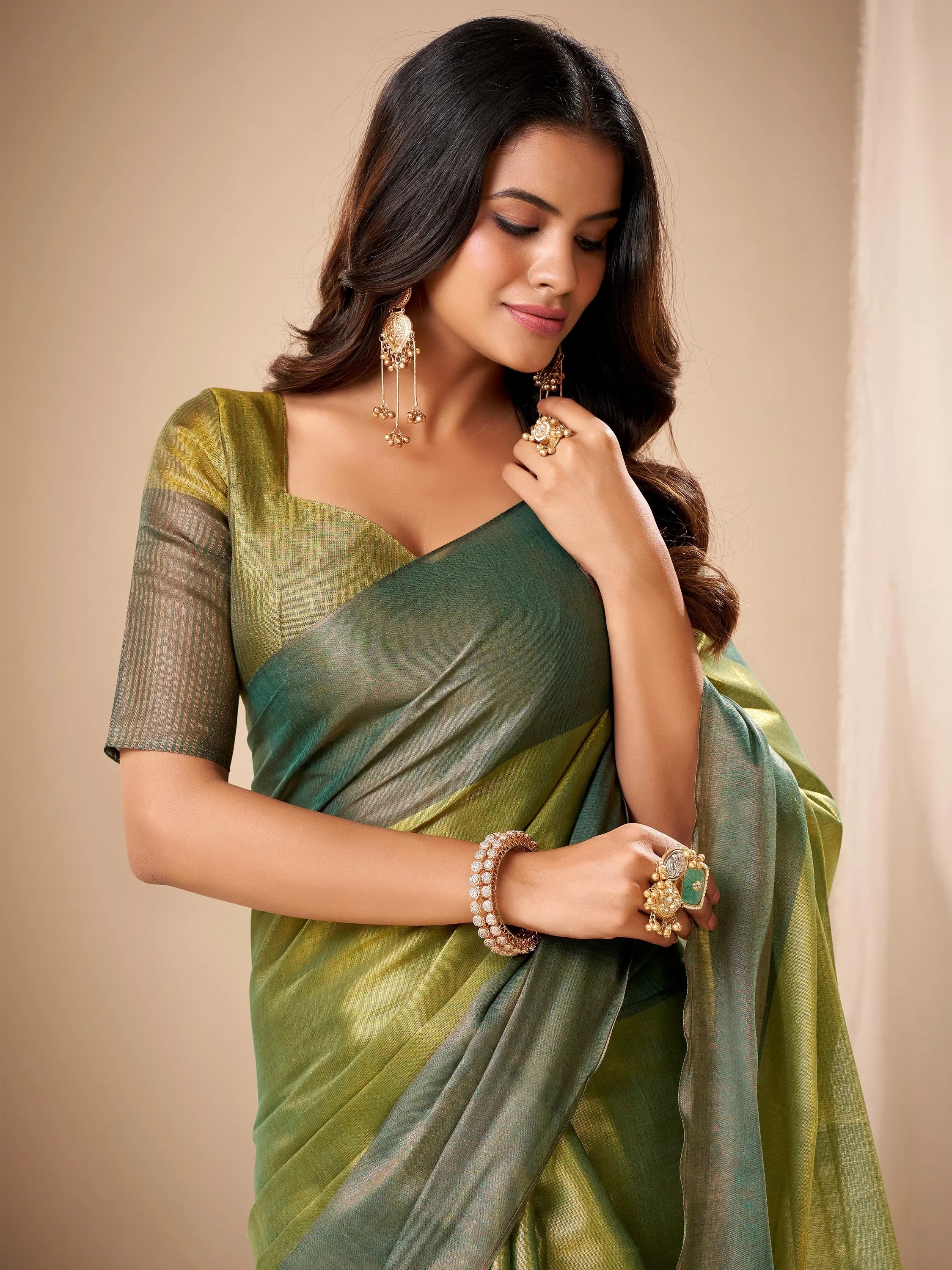 Adorable Green Zari Weaving Silk Wedding Wear Saree With Blouse