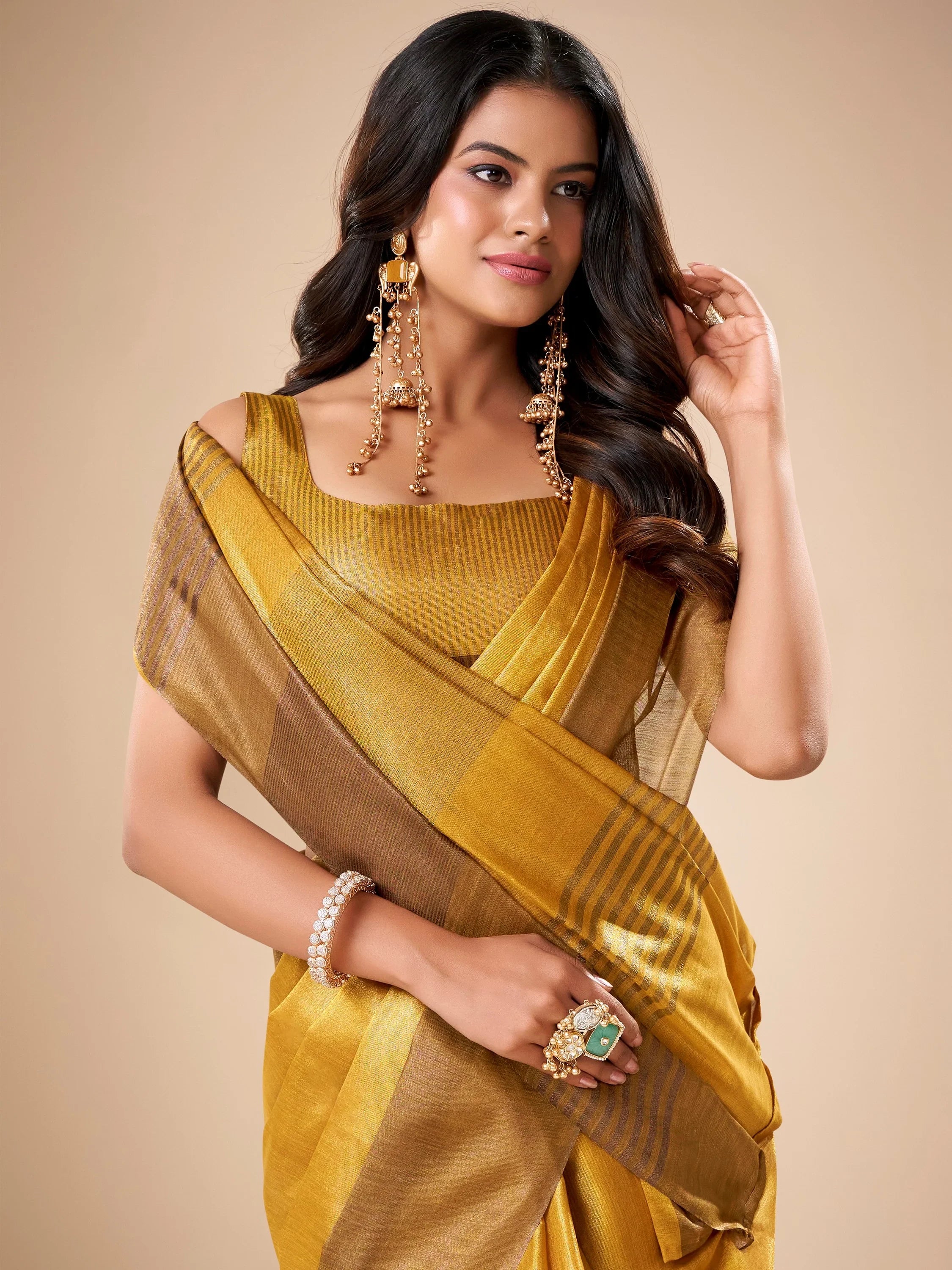 Wonderful Yellow Zari Weaving Silk Function Wear Saree With Blouse