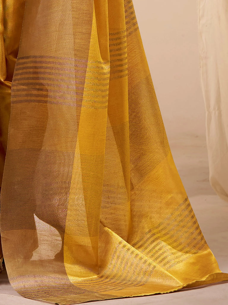 Wonderful Yellow Zari Weaving Silk Function Wear Saree With Blouse