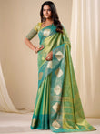 Incredible Green Zari Weaving Silk Casual Wear Saree With Blouse