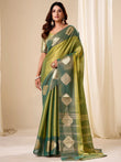 Magnificent Green Zari Weaving Silk Wedding Wear Saree With Blouse