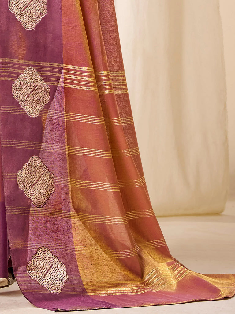 Marvelous Golden Zari Weaving Silk Festival Wear Saree With Blouse