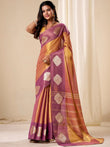 Marvelous Golden Zari Weaving Silk Festival Wear Saree With Blouse