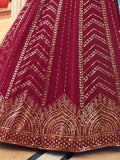 Astonishing Dark Pink Sequins Work Georgette Lehenga With Printed Dupatta