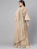 Golden Sequined Semi-Stitched Myntra Lehenga & Unstitched Blouse with Dupatta