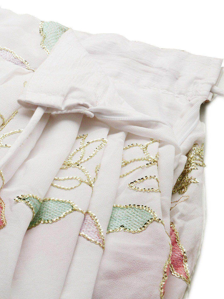 White & Pink Embellished Sequinned Semi-Stitched Myntra Lehenga & Unstitched Blouse With Dupatta