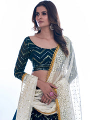 Adorable Rama Thread Embroidered Georgette Lehenga Choli