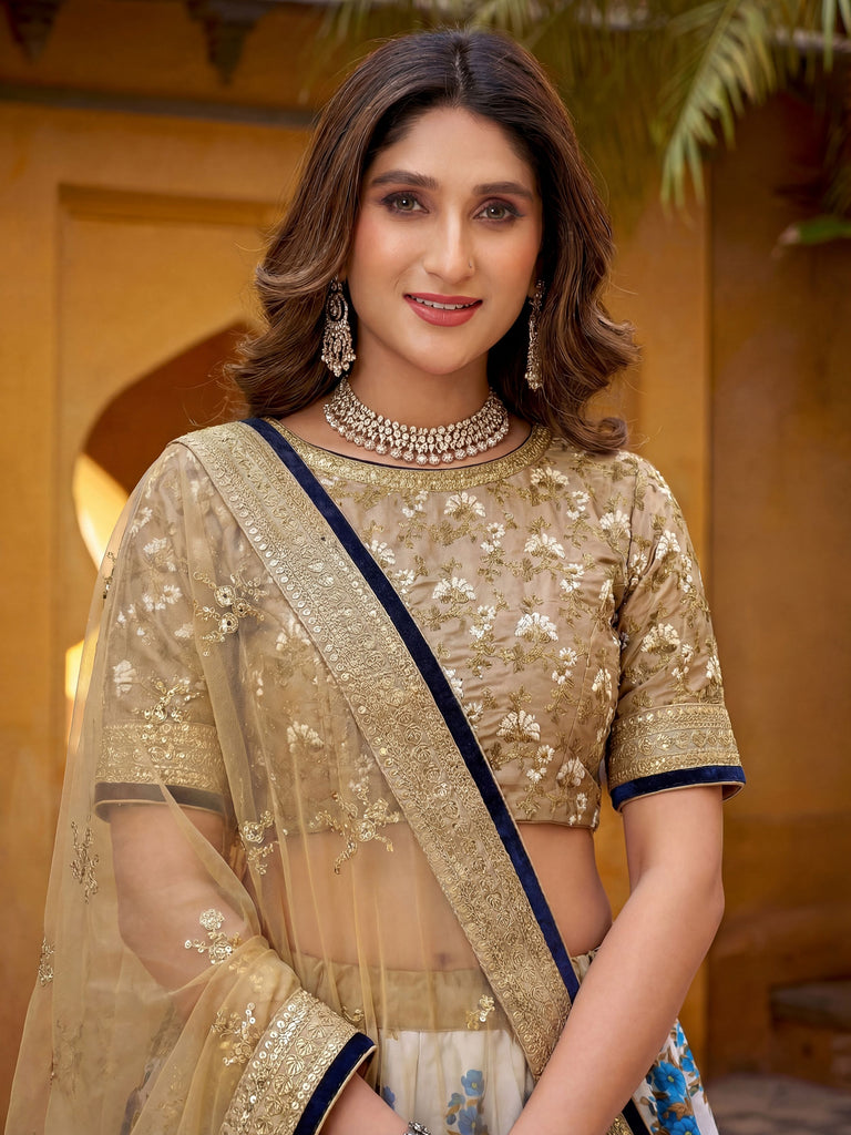 Pretty Multi-Color Sequins Silk Function Wear Plus Size Lehenga Choli