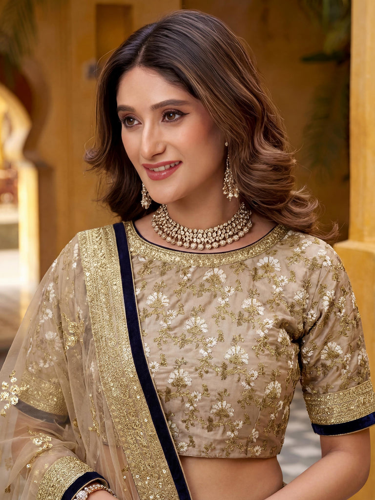 Pretty Multi-Color Sequins Silk Function Wear Plus Size Lehenga Choli