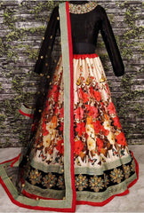 Anushka Sharma Multi-Color Floral Printed Silk Wedding Lehenga Choli
