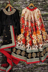 Anushka Sharma Multi-Color Floral Printed Silk Wedding Lehenga Choli