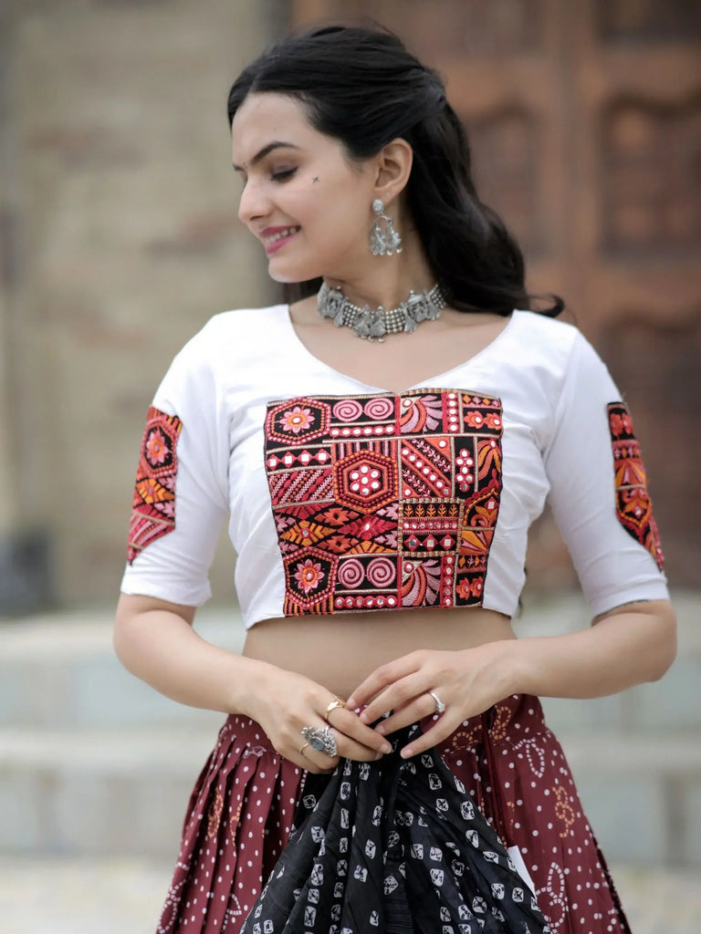 Attractive Maroon Digital Printed Rayon Navratri Wear Lehenga Choli
