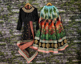 Black Digital Print Velvet Blouse Wedding Lehenga Choli With Dupatta