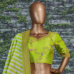 Neon Embroidery Mulberry Silk Wedding Lehenga Choli
