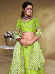 Beautiful Neon Embroidered Silk Engagement Wear Lehenga Choli