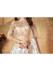 Sabyasachi White Floral Printed Organza Silk Bridal Lehenga Choli