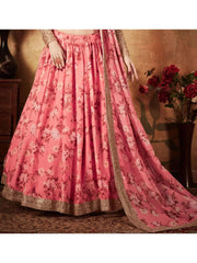 Sabyasachi Pink Floral Organza Bridal Lehenga Choli