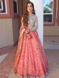 Sabyasachi Pink Floral Organza Bridal Lehenga Choli