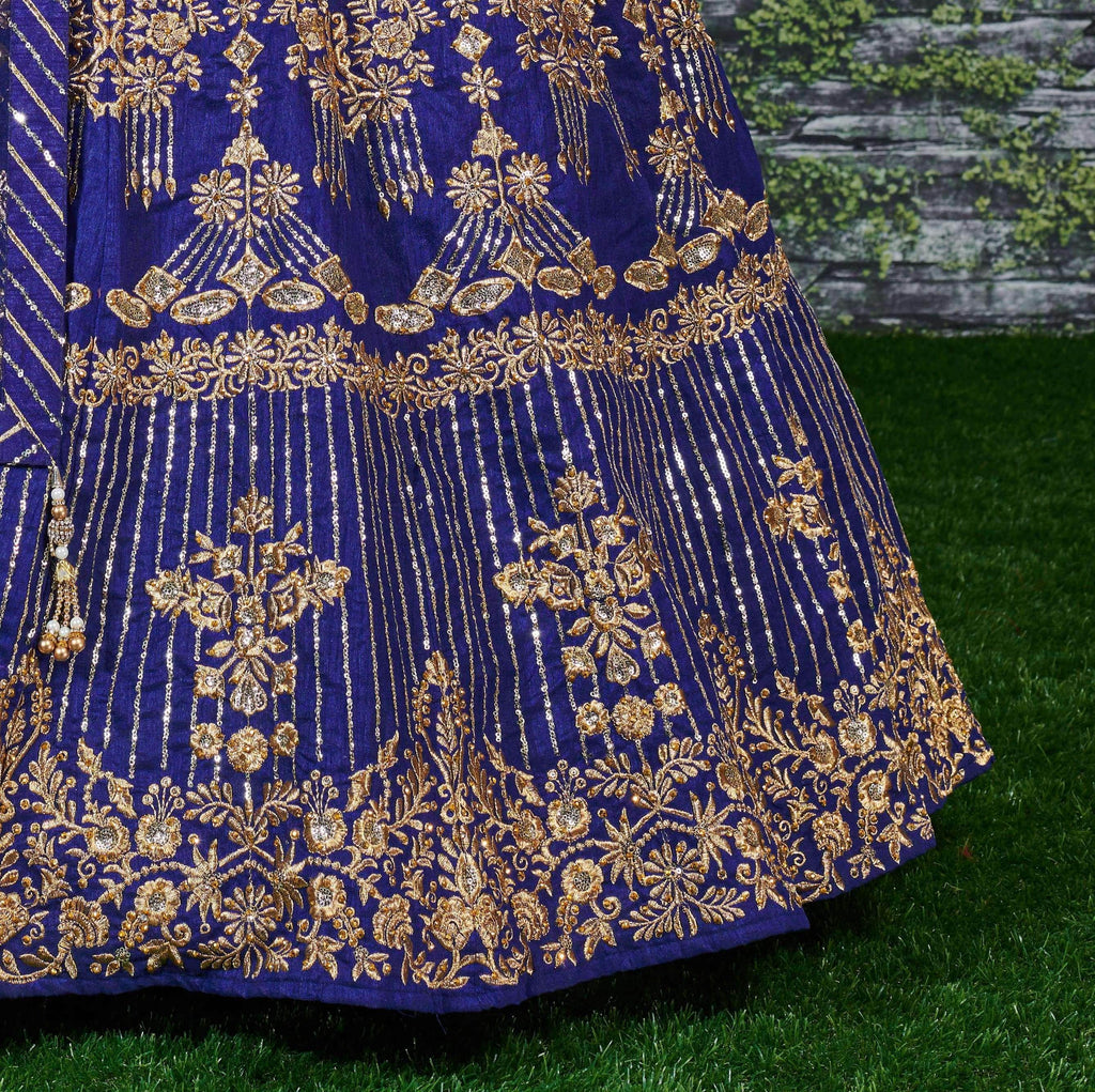 Blue Embroidery Silk Party Wear Lehenga Choli