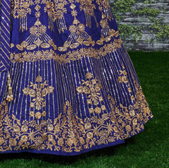 Blue Embroidery Silk Party Wear Lehenga Choli