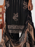 Chic Black Pure Organza Embroidered Festival Wear Straight Suit