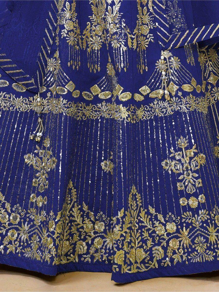 Incredible Blue Sequins Silk Reception Wear Lehenga Choli With Dupatta