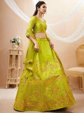 Outstanding Green Sequins Silk Engagement Wear Lehenga Choli