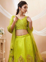Outstanding Green Sequins Silk Engagement Wear Lehenga Choli