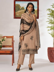 Regal Brown Organza Thread Embroidered Eid Wear Pant Salwar Suit