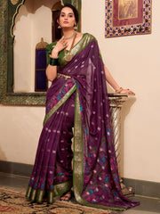 Fabulous Wine Kalamkari Printed Cotton Office Wear Saree