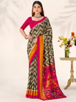 Elegant Green Printed Silk Casual Wear Saree With Blouse