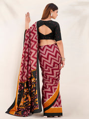 Captivating Maroon Printed Silk Festive Wear Saree With Blouse