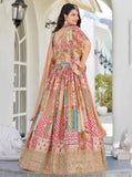 Lavishing Beige Chinon Silk Zari Embroidered Lehenga Choli