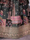 Glamorous Black Chinon Digital Printed Party Wear Lehenga Choli