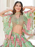 Gorgeous Pista Green Chinon Dori Embroidered Lehenga Choli