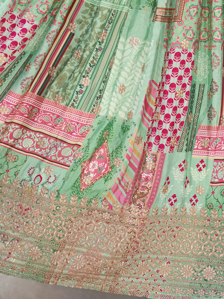 Gorgeous Pista Green Chinon Dori Embroidered Lehenga Choli