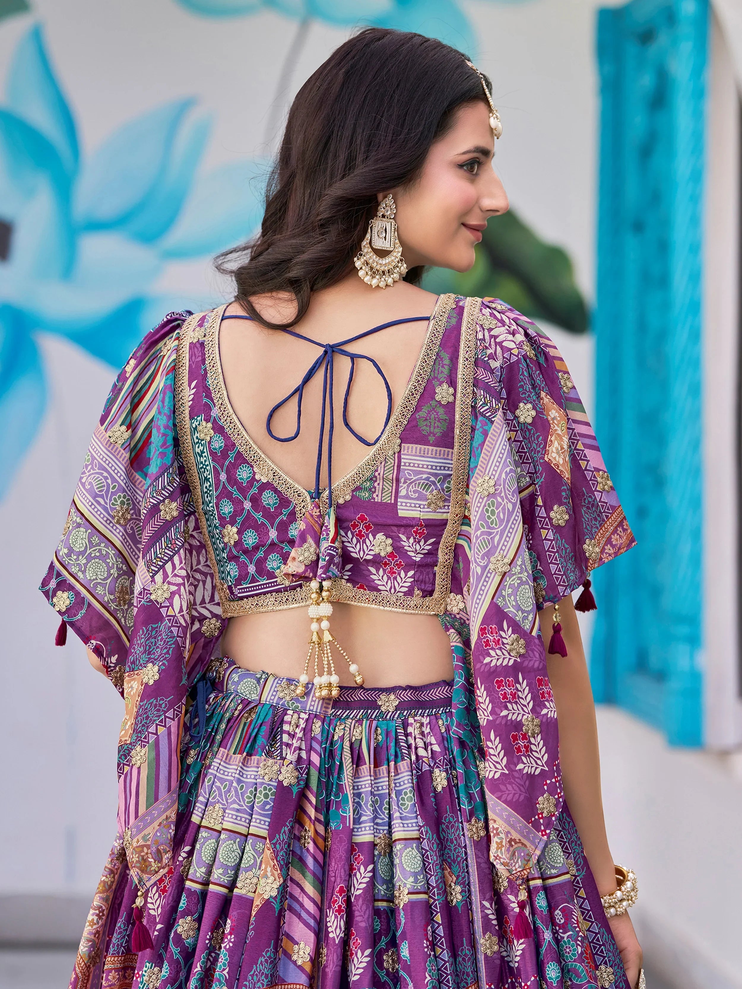 Adorable Purple Chinon Zari Work Bridesmaid Lehenga Choli With Dupatta
