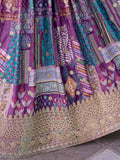 Adorable Purple Chinon Zari Work Bridesmaid Lehenga Choli With Dupatta