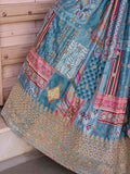 Regal Sky Blue Dori Embroidered Chinon Lehenga Choli With Dupatta