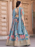 Regal Sky Blue Dori Embroidered Chinon Lehenga Choli With Dupatta