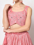 Charming Pink Foil Printed Silk Lehenga Choli with Shrug