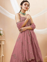 Amazing Pink Sequins Georgette Wedding Wear Plus Size Lehenga Choli